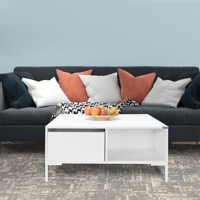 Hanah Home Mesa de Centro Blanco Diamante con Almacenamiento